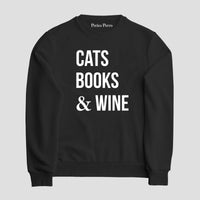 Sudadera Cats, Books & Wine